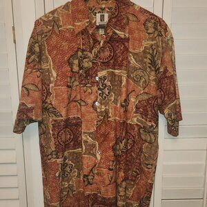 TORI RICHARD BUTTON DOWN  SHORT SLEEVE  HAWAIIAN STYLE SIZE L